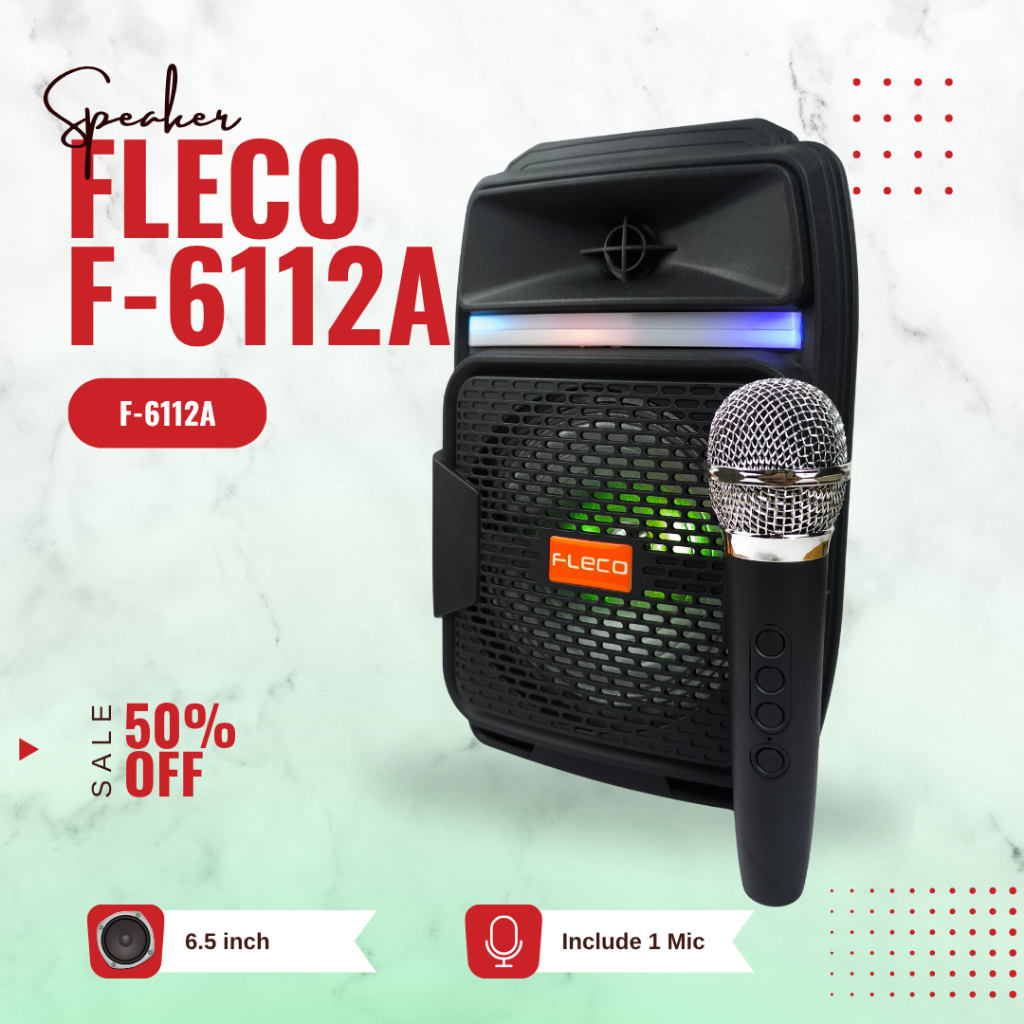 SPEAKER BLUETOOTH FLECO F-6112A Free Mic Wireless LED