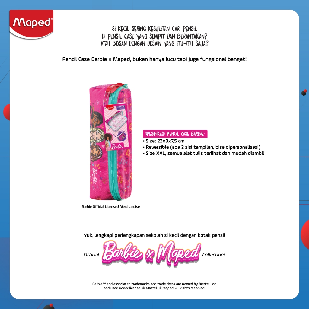 

Maped Pencil Case Barbie - Kotak Pensil Fancy Trendy Desain Barbie