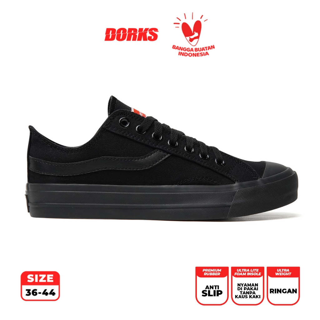 Dorks - Classic Cosplay Full Black Sepatu Sneakers Casual Pria Wanita