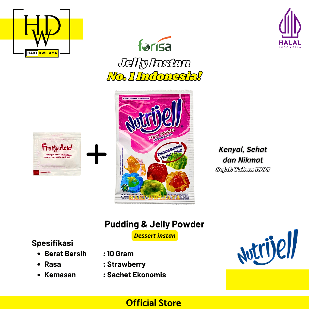

Nutrijell Jelly Ekonomis Bubuk Jelly Serbaguna 10 gram x 12pcs Rasa Strawberry