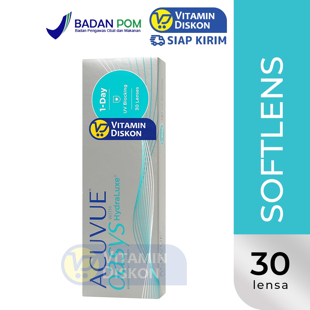 ACUVUE 1 DAY OASYS WITH HYDRALUXE 15 PAIR 30 PCS | Lensa Kontak, Soflens Harian, UV Blocking, Rabun 