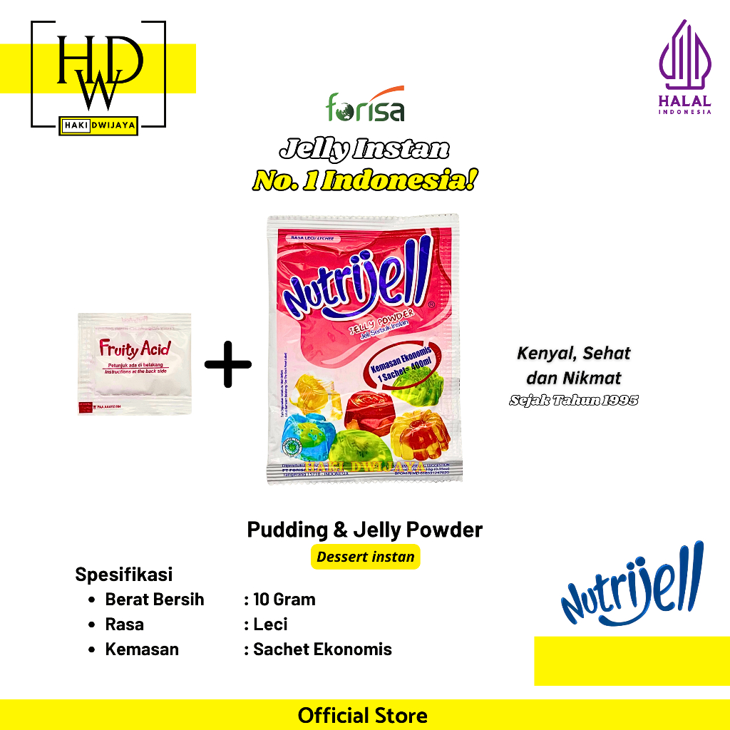 

Nutrijell Jelly Ekonomis Bubuk Jelly Serbaguna 10 gram x 12pcs Rasa Leci