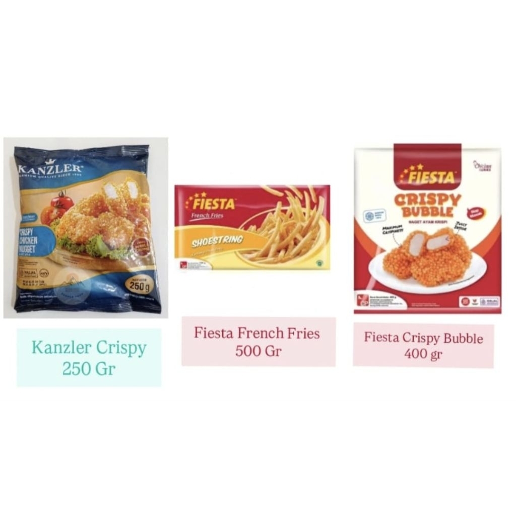 

Kanzler 250 + fiesta 400 gr+fiesta kentang 500 gr