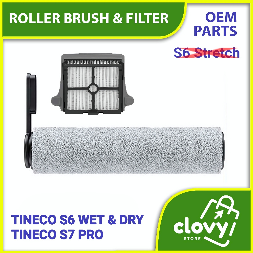 Sikat Rol Mikrofiber dan Filter HEPA untuk Pembersih Lantai Basah Kering, Aksesori Perawatan Alat Pe