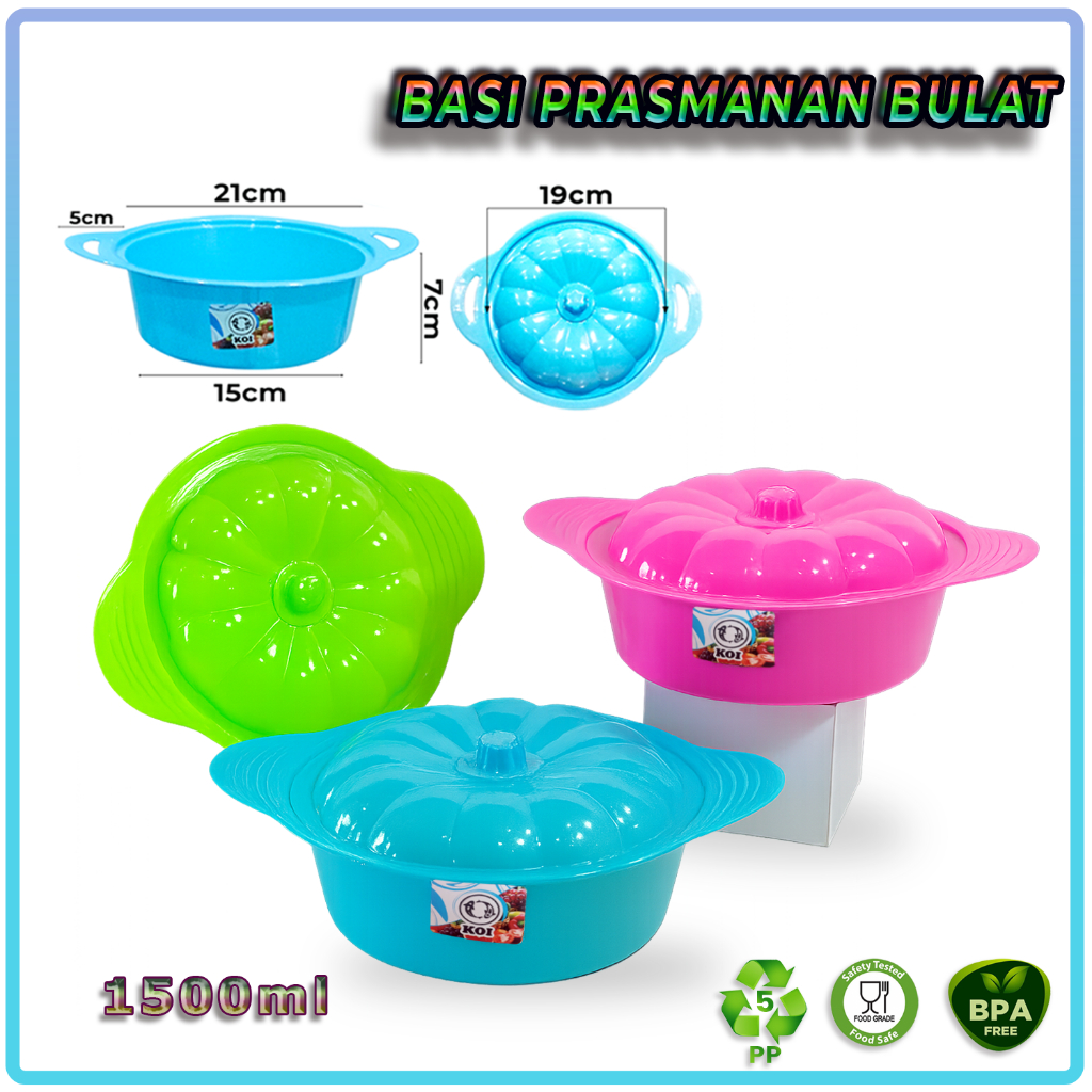Tempat Sayur Bulat bahan Plastik Basi Sayur Wadah Prasmanan Bulat 1500 ml