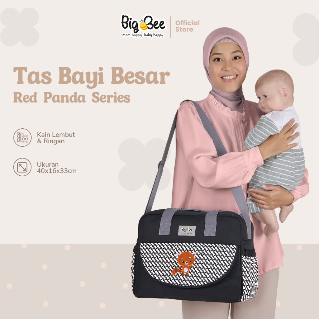 Big Bee Tas Bayi Besar Karakter Red Panda Series - BBT0007HITAM