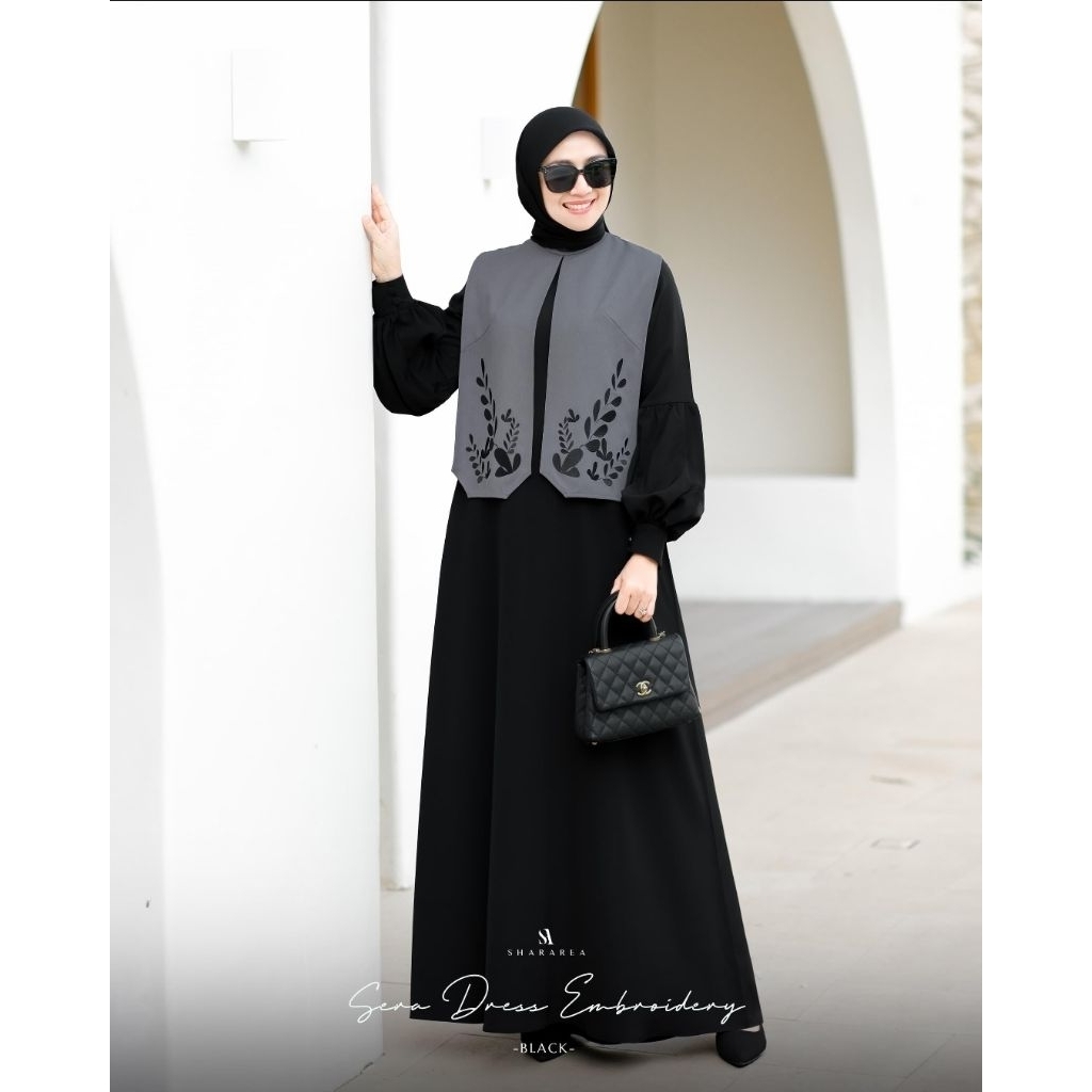 SERA DRESS EMBROIDERY (DRESS ONLY) BY SHARAREA_ORIGINAL_READY SIAP KIRIM