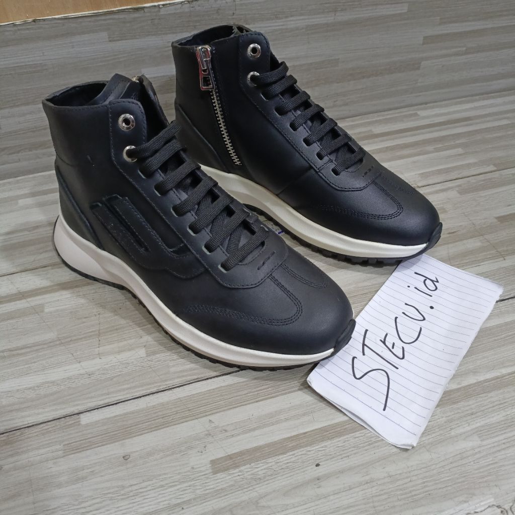 sepatu bally sneaker boot cowok shoes men BL pria kulit asli hitam