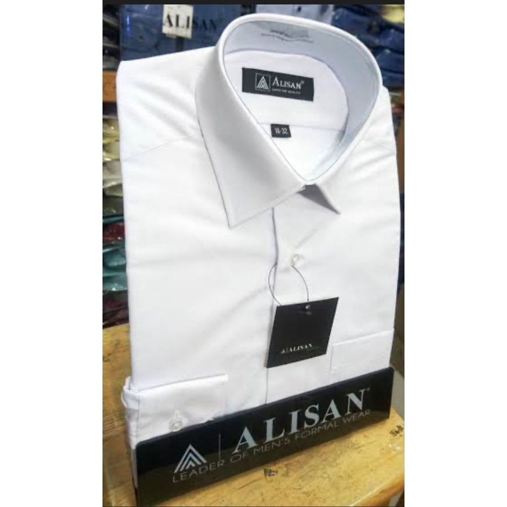 ALISAN Kemeja Pria Lengan Panjang Original Polos Baju Atasan  Kerja Cowok Alisan Formal Hem Putih Hi