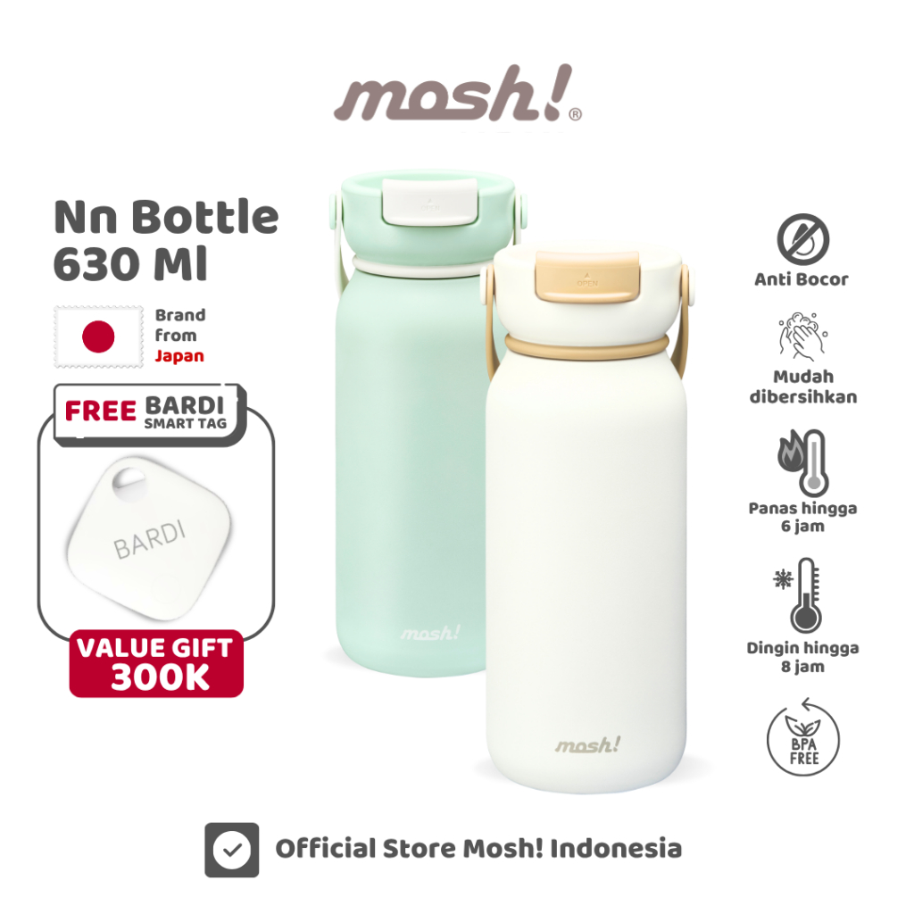 MOSH NN Bottle 630ml x BARDI Smart Air Tag – Smart Hydration Set
