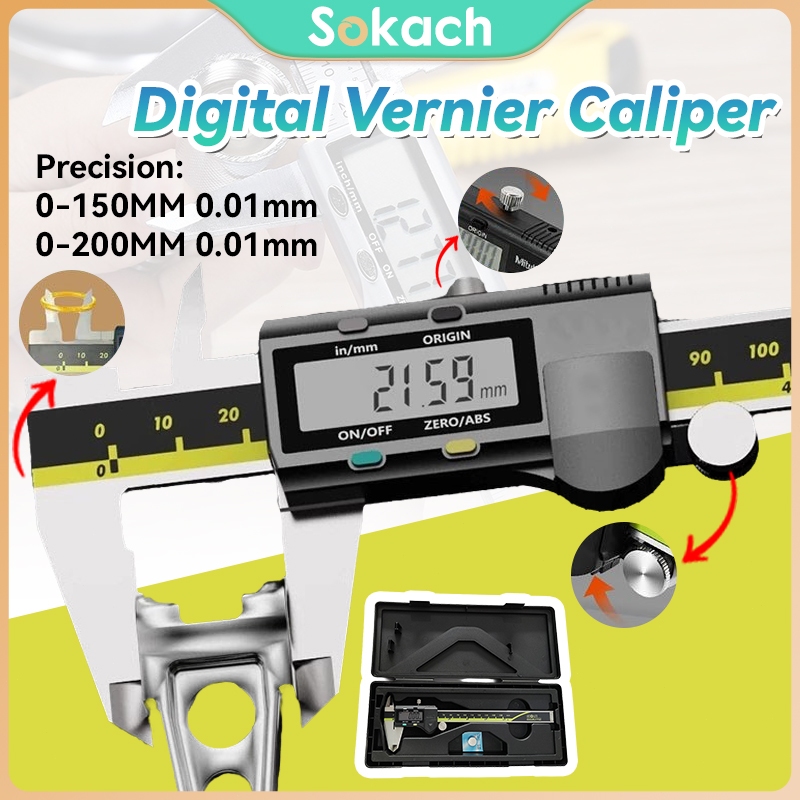 

100% Asli impor &COD Jangka Sorong Stainless Steel Digital Display LCD Vernier Caliper Kaliper- Micrometer Sigmat Digital Original Japan High Accuracy HSL