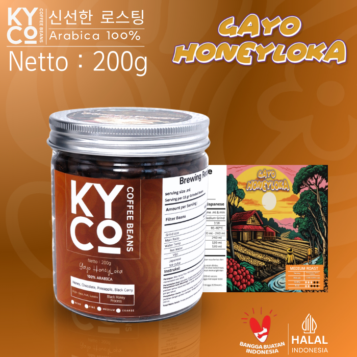 

Biji Kopi Arabika Gayo HoneyLoca 200 gram - Specialty Coffee | Roast Beans | Brewing | Medium Roast | Fillter | Blend Kopi | Kiyowo Coffee Roastery