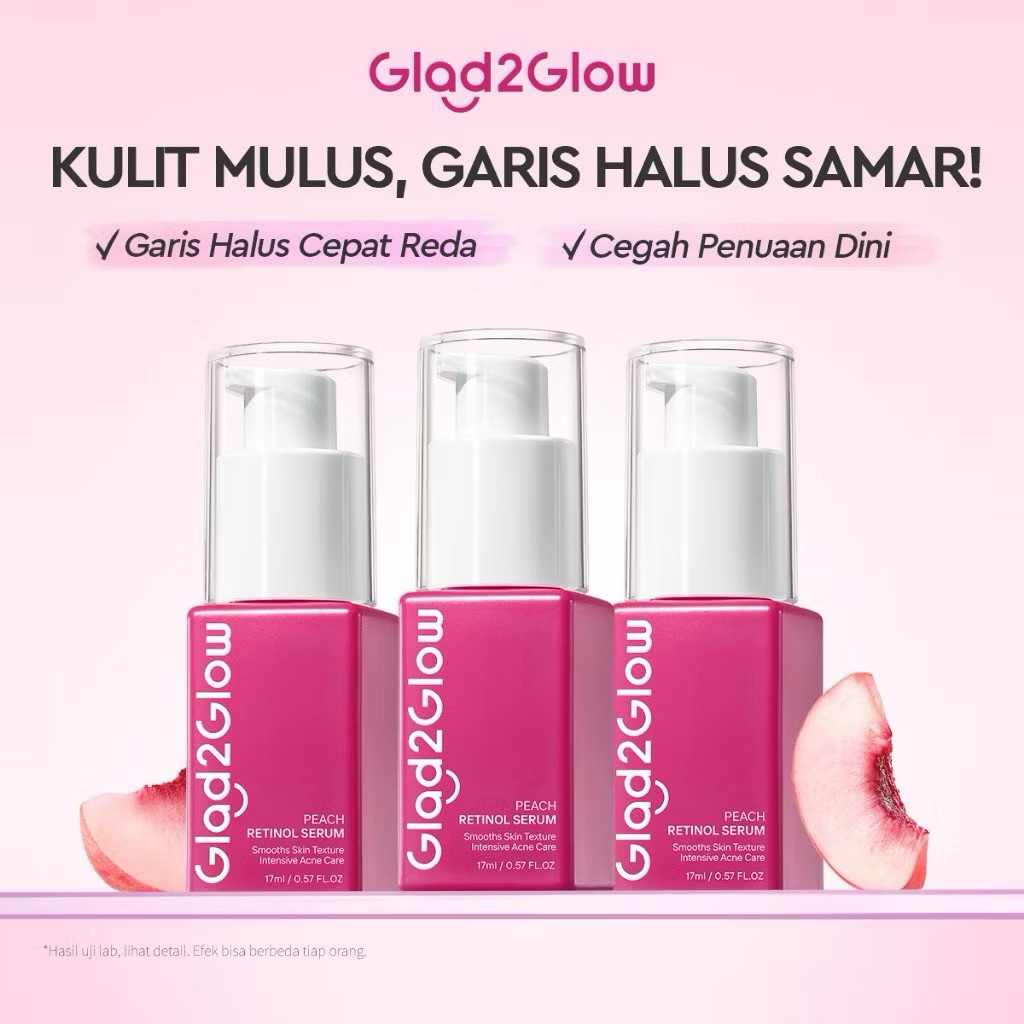 Glad2Glow Peach Retinol Serum acne peeling serum skincare white glycolic acid Wajah serum vitamin c 