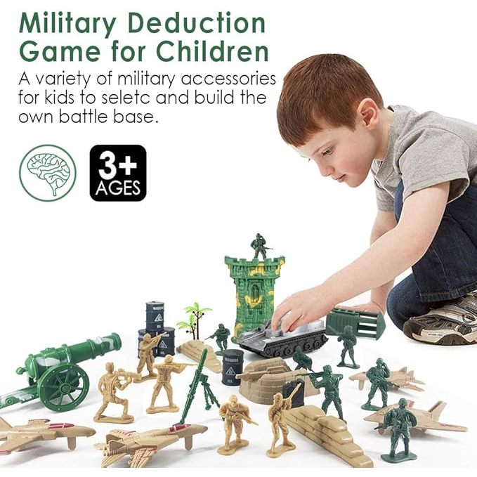 Army Men Toys for Boys 8-12, Military Soldier Army Base 160 Pcs Set Including WW2 Khaki Green Plasti
