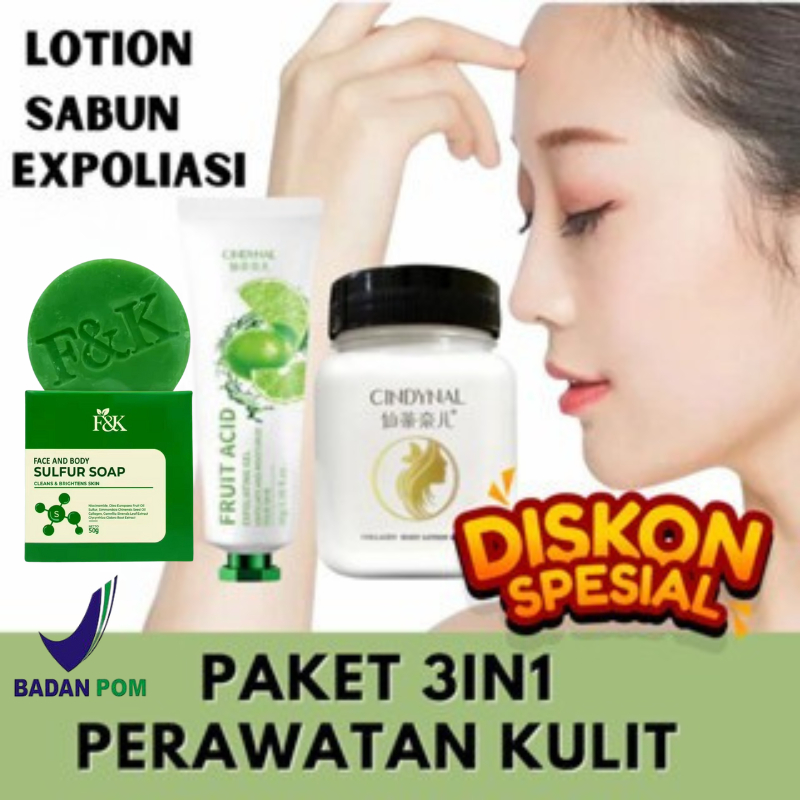 PAKET LENGKAP Perawatan Kulit NEW BRIGHTENING BOOSTER 3in1 Get Sabun F&K Body Lotion Exfoliasi Pemut
