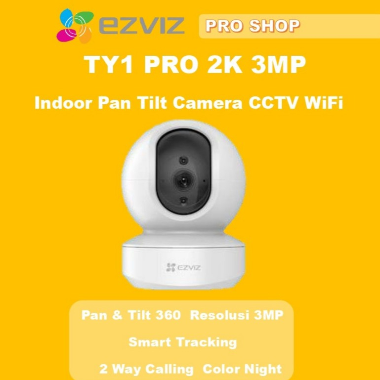 Ezviz TY1 Pro 2K 3MP Mini DC UPS Router Pan & Tilt h6c Wifi Garansi Resmi c6n
