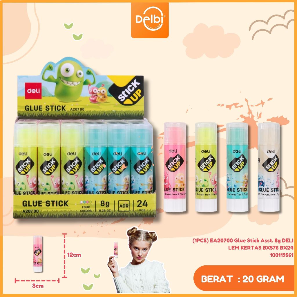 

Deli Lem Stik Gel Warna Transparan tidak beracun EA20700 (1PCS) EA20700 Glue Stick Asst. 8g