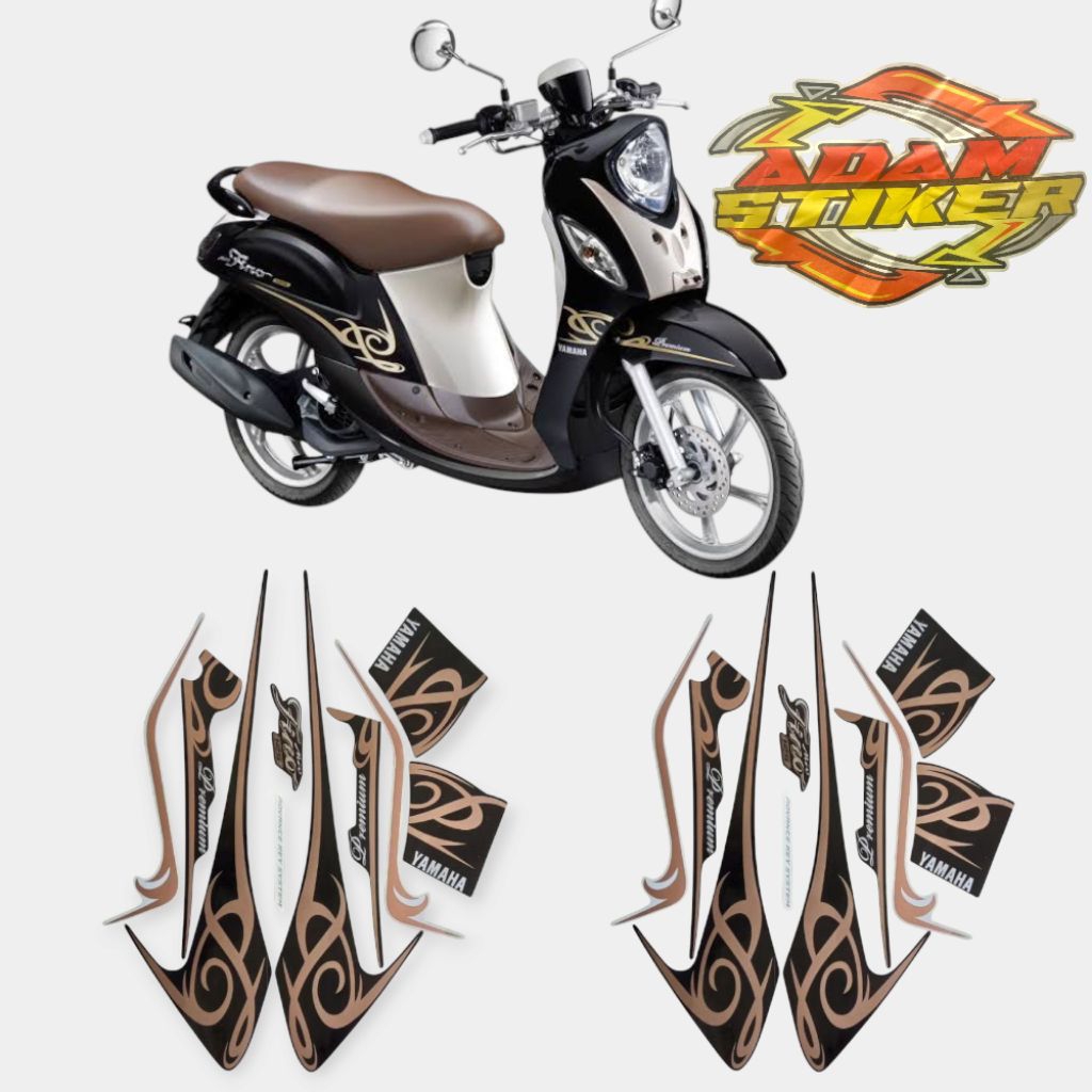 stiker striping lapisan sepeda motor yamaha fino premium 125 2017 Hitam full body lis standar