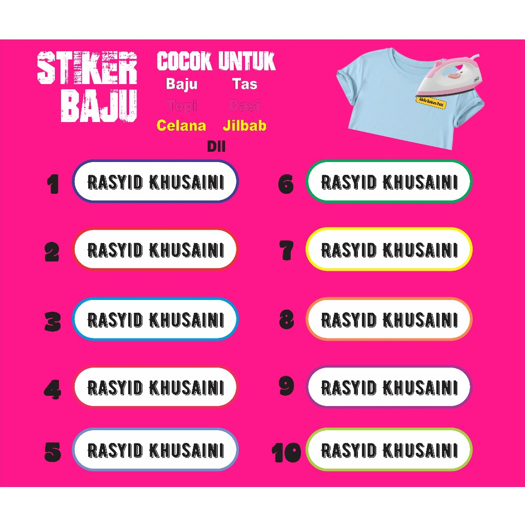 

Label Nama Custom Untuk Anak-anak Dan Dewasa Bahan Dtf Isi 30 Pcs Waterproof