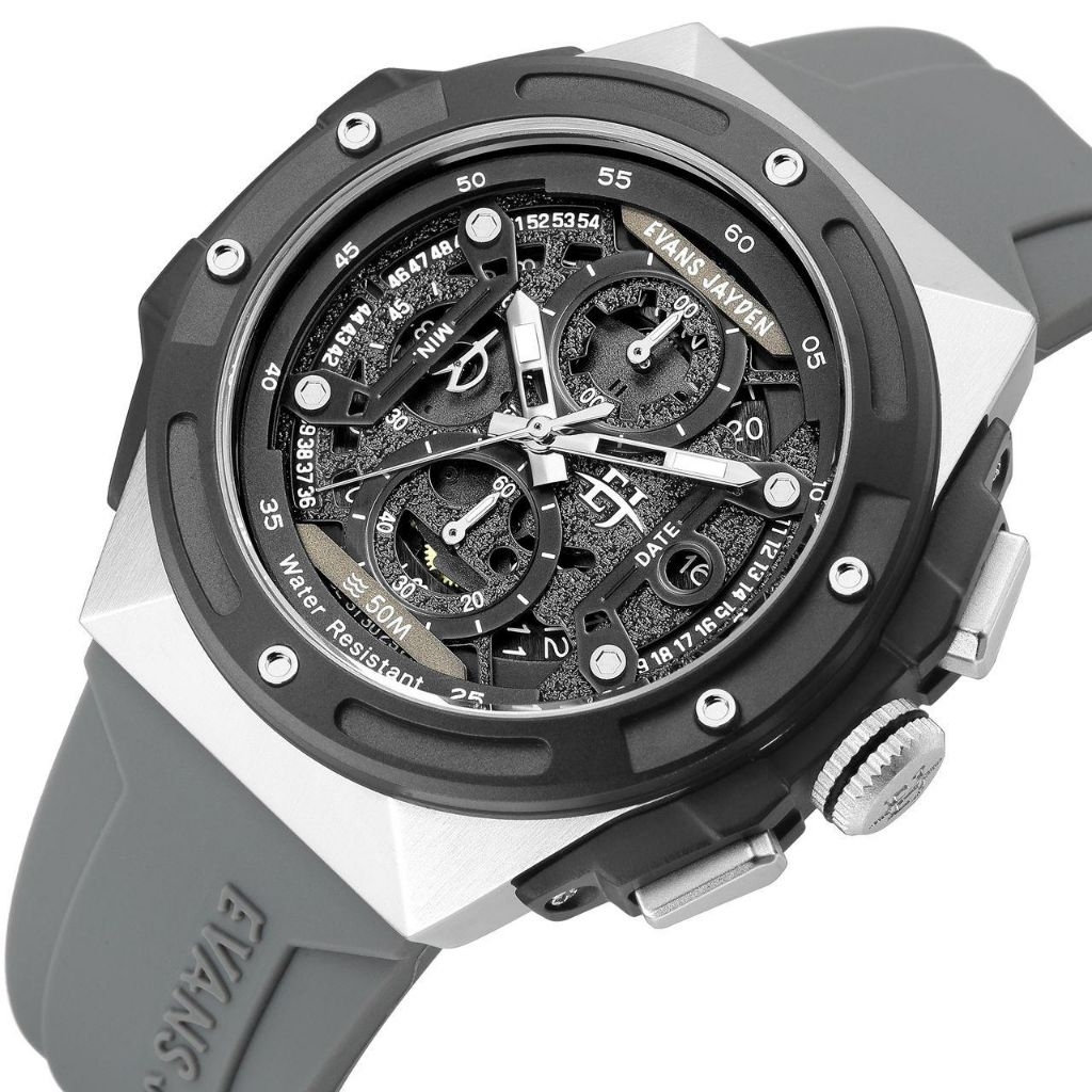 BUY 1 GET 1..JAM TANGAN PRIA WANITA ORIGINAL EVANS JAYDEN 9547 RUBBER