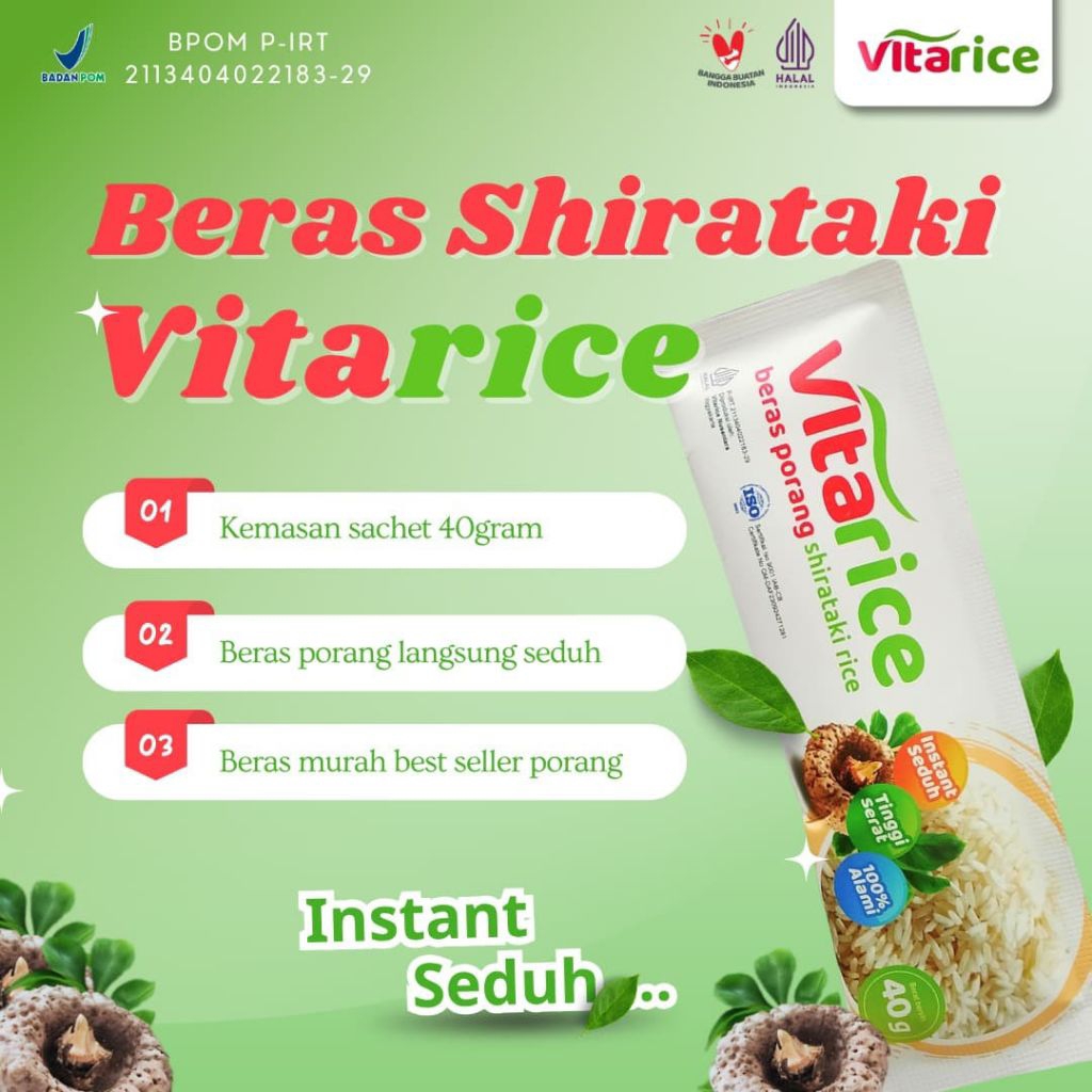 

Beras Porang shirataki VITARICE sacet 40 gram