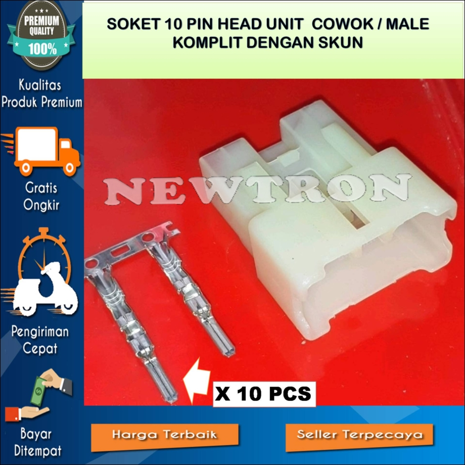 SOKET 10 PIN COWO MALE HEAD UNIT HU TAPE MOBIL  OEM TOYOTA AVANZA YARIS RUSH CALYA AGYA INNOVA VIOS