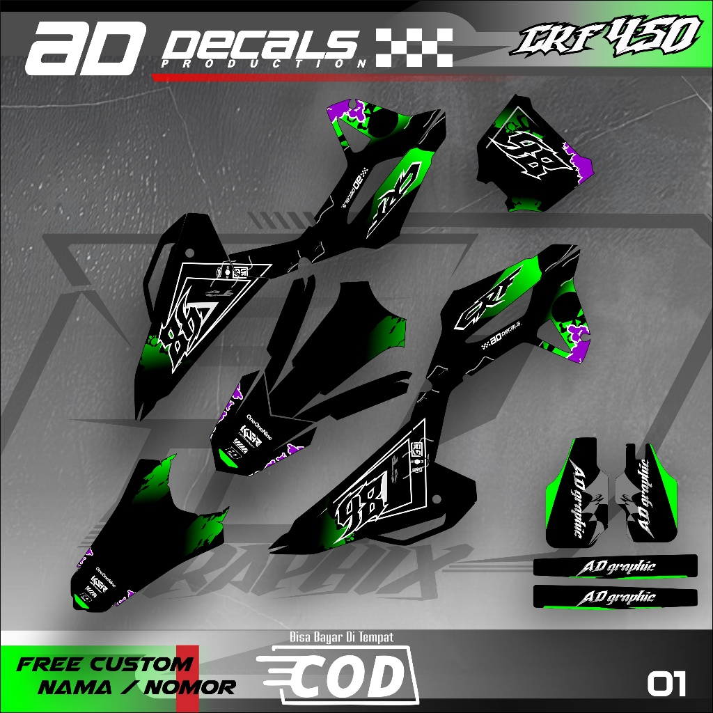 Senter_Ajaib Stiker Decal Motor Honda Crf 150/Crf 450 Fullbody Superglossy Design Simpel Ad
