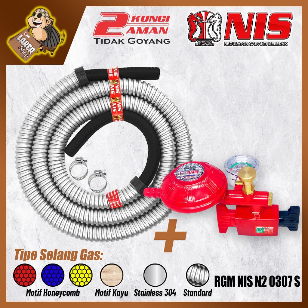 Nis Selang Paket Regulator Gas Robot (NI 0307S) - Tekanan Rendah