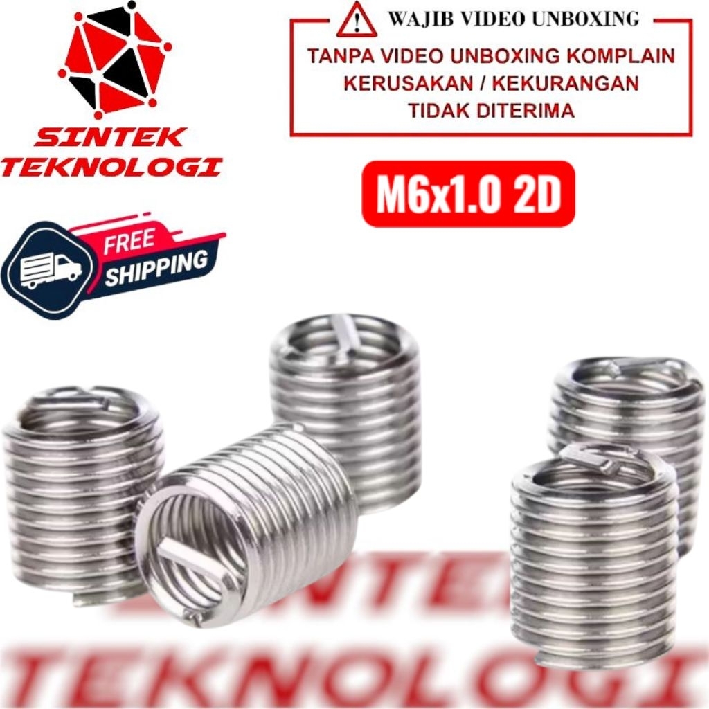 Recoil M6x1.0 2D Helicoil Verbos Baut Kunci 10 Bukan Untuk Baut 11 Baut 12