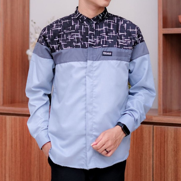 Baju Kemeja Koko Terbaru Elrumi Lengan Panjang Motif Senopati bisa COD