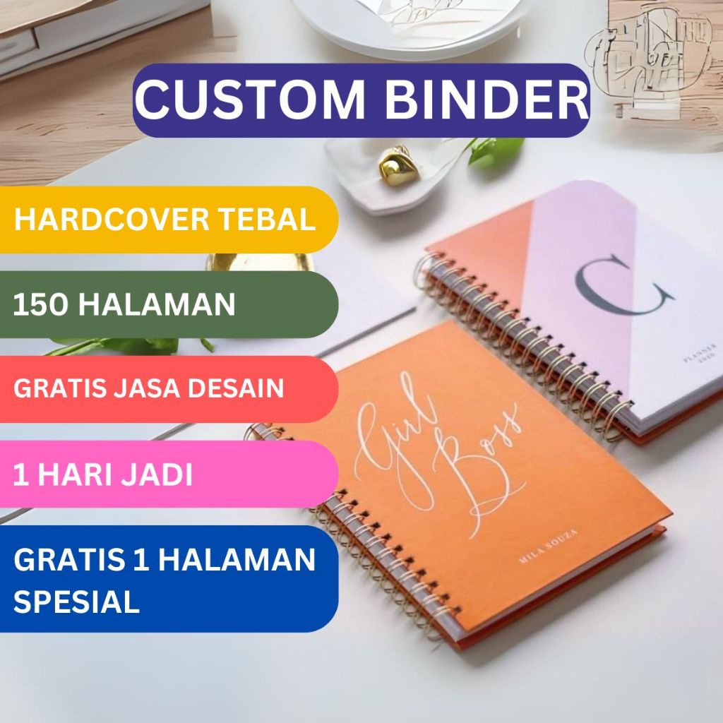 BINDER A5 KULIAH AESTHETIC CUSTOM HARDCOVER GRATIS JASA DESAIN