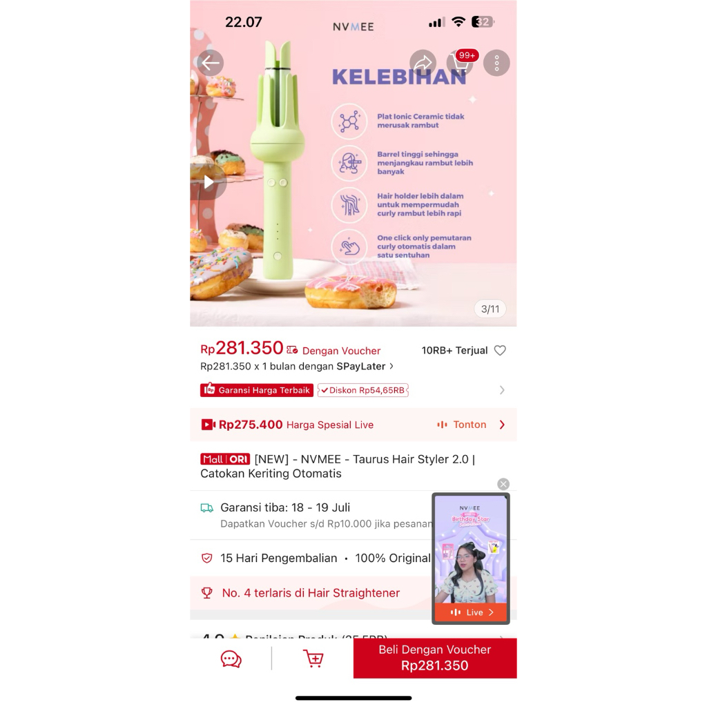 Nvmee Taurus Curly Hair Styler preloved, mohon di baca note nya ya