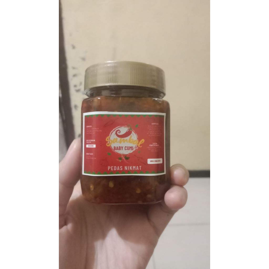 

sambal baby cumi kemasan botol plastik
