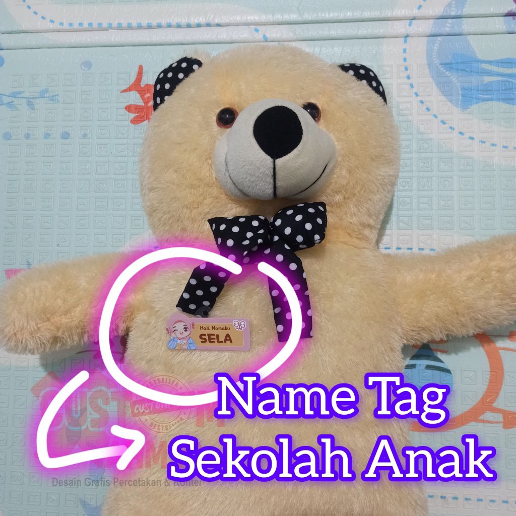 

Name tag anak TK/Paud lucu (kertas glossy+laminating) ukuran 7x3,5 cm
