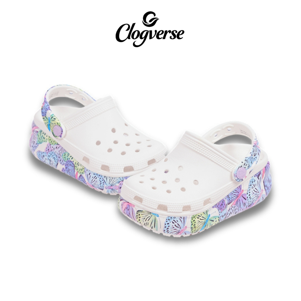 Clogverse - Sandal Crocs Kids Crush Clog White Butterfly
