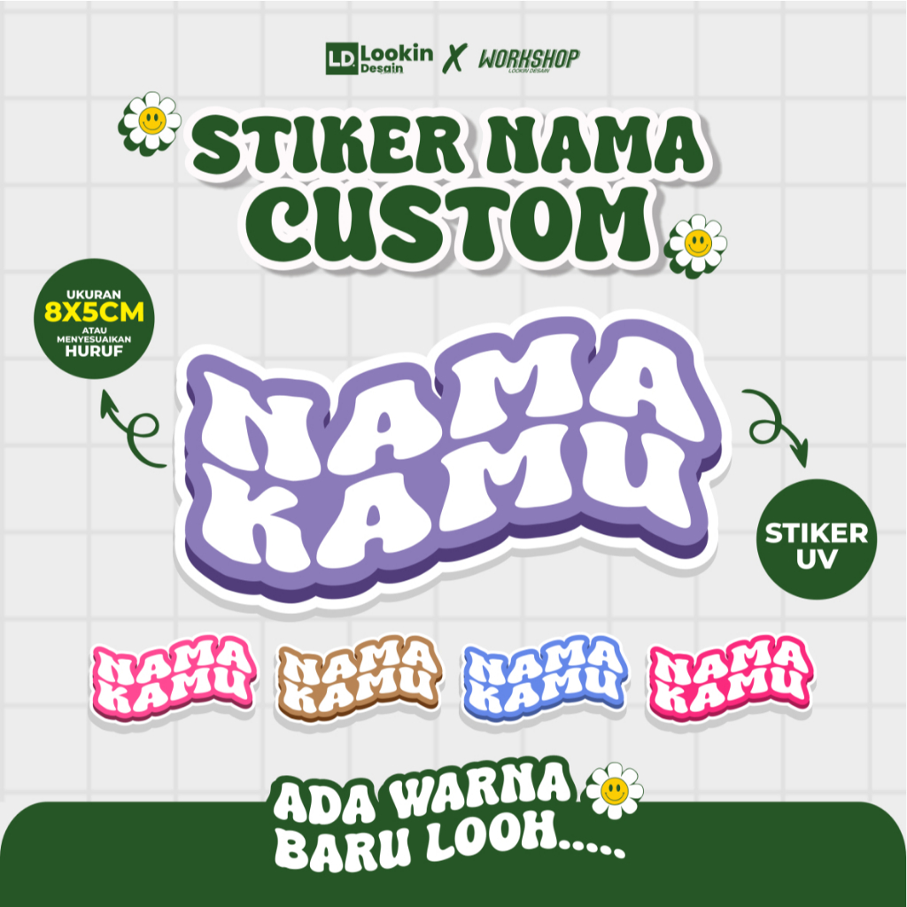 

Stiker Nama Custom - Cetak Stiker Nama Waterproof
