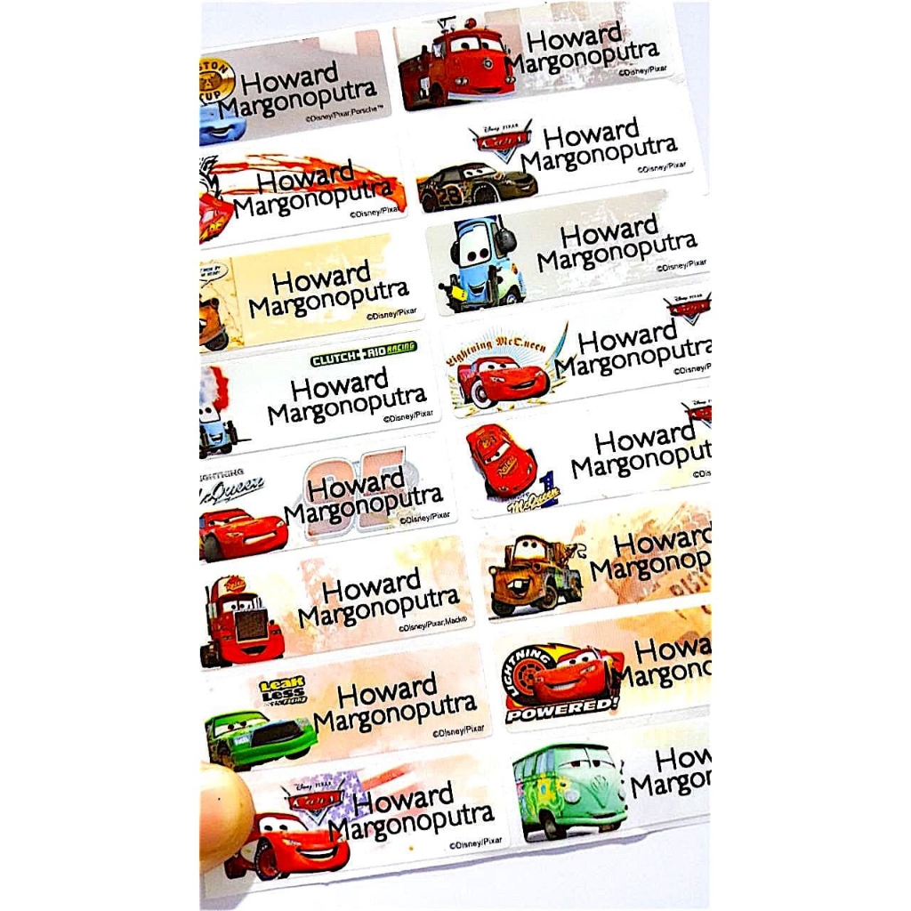 

Label Nama Anti Air Sticker Waterproof Premium Cars McQueen