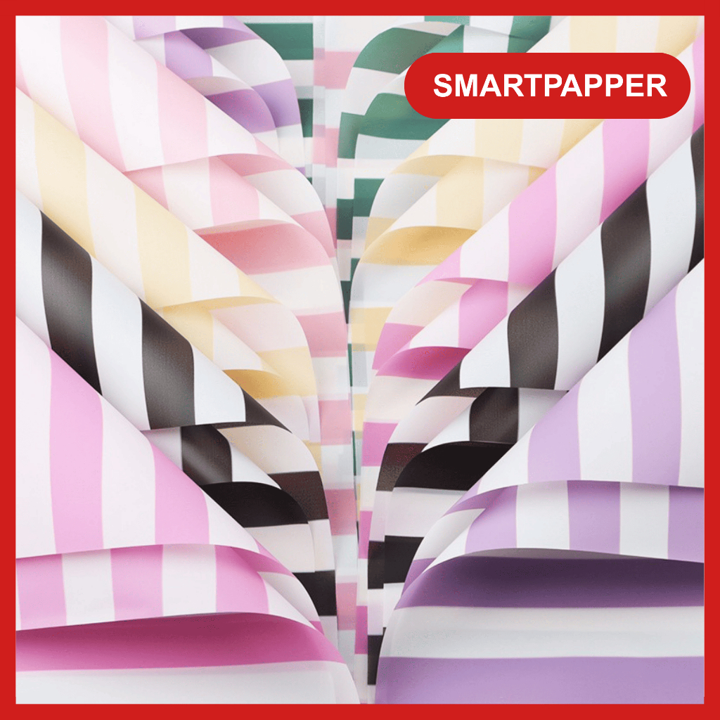 

Kertas Buket Bunga Motif Striped Line Color Cellophane Flower Wrapping Paper KB114