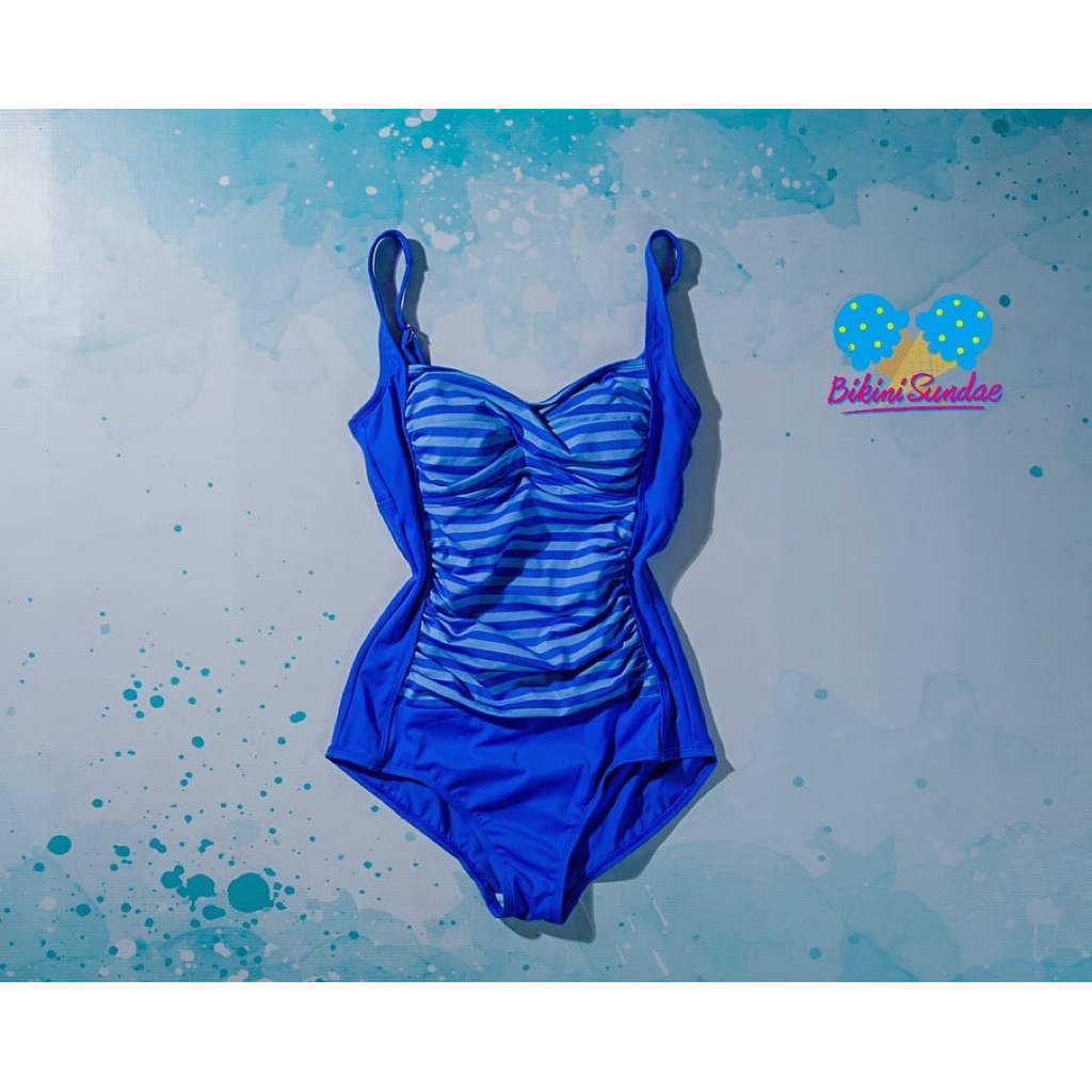 Baju renang wanita biru garis2 Big size