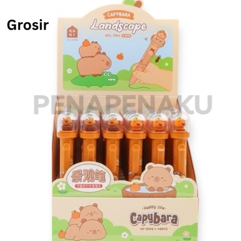 

GROSIR PENA KUKI CAPYBARA landscape/KK-8208/1box isi 48/ballpoint premium kuki
