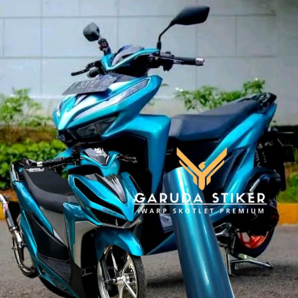Stiker Skotlet Body Motor Biru Muda Candy Metalik
