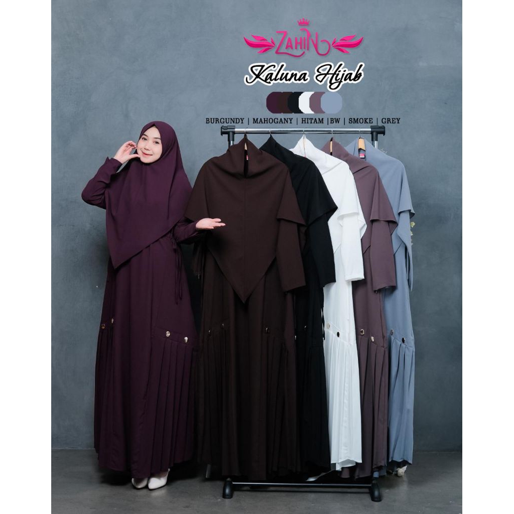KALUNA INARA Gamis Set Hijab Bahan Sabrina ORI by Zahin/ Kaluna Set Hijab by Zahin/ Inara Set Hijab 