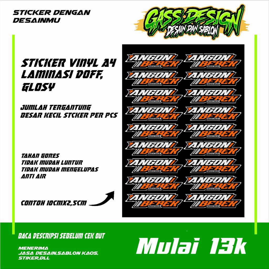 

STICKER VINYL"KHUSUS FILE SIAP CETAK"stiker anti air