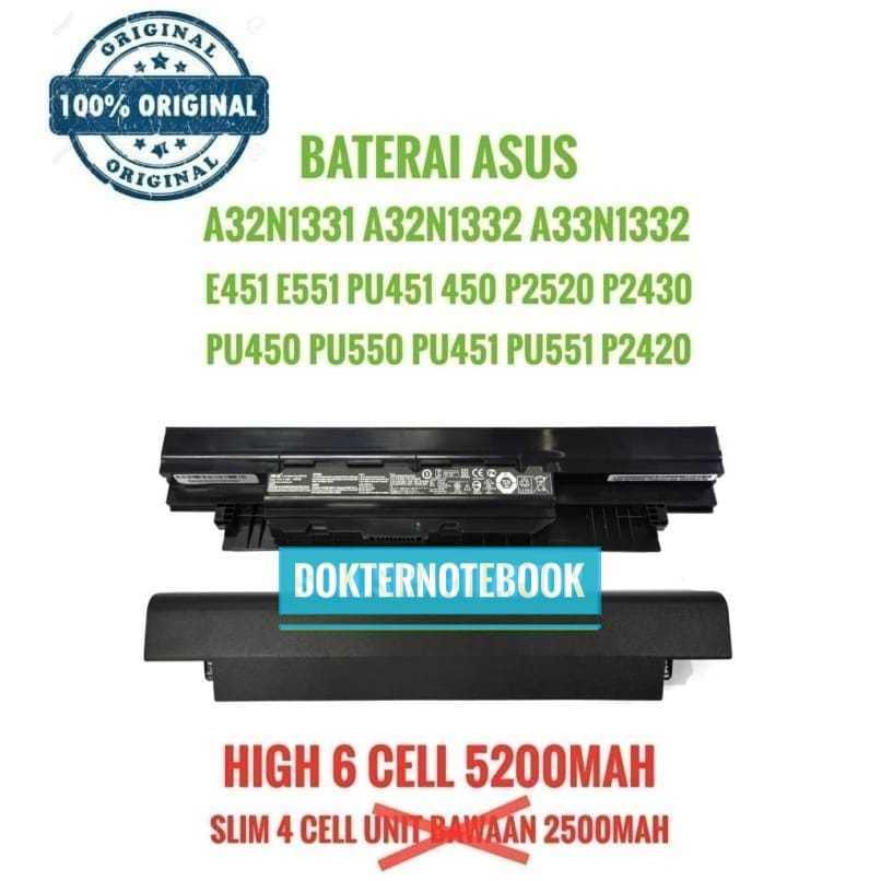 Baterai Battery Laptop Asus PRO P2420 PU450 PU451 PU550 PU551 PRO451 PRO452S PRO551L P2530U P2520L P