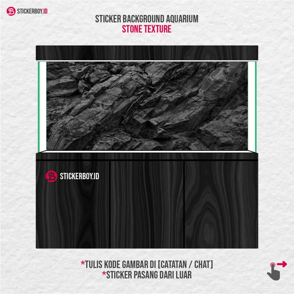 Stiker Background Aquarium Motif Tesktur Batu  – Wallpaper Aquarium Premium