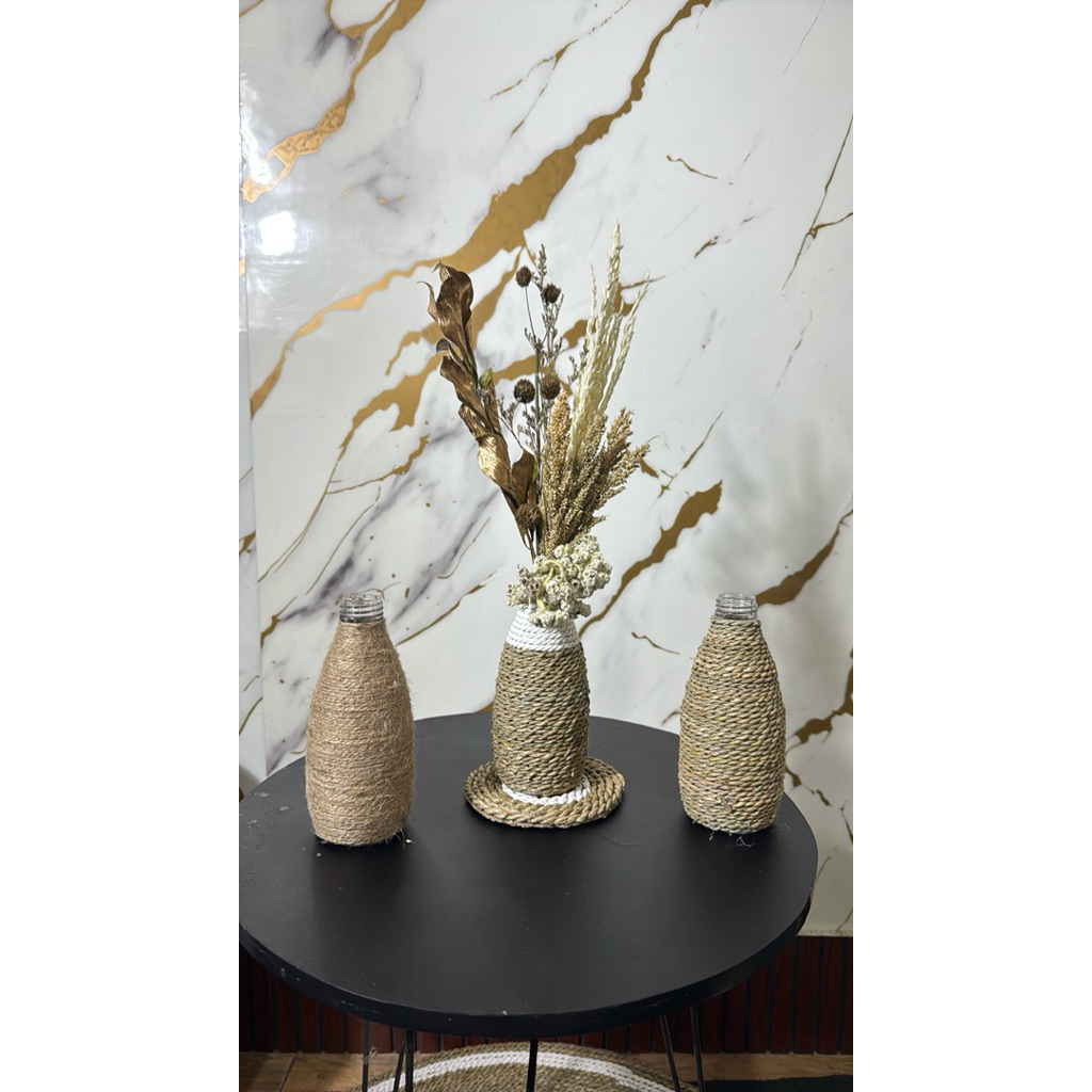 bunga kering mini rustic lengkap bunga dan vas