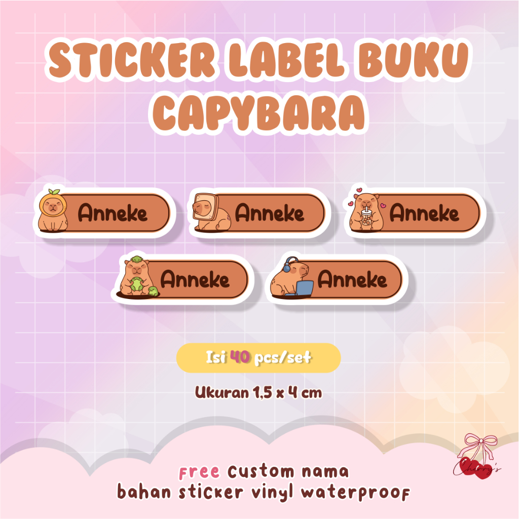 

Sticker Capybara / Sticker Label Nama Capybara / Sticker ATK / Sticker Alat Tulis / Sticker Custom Nama