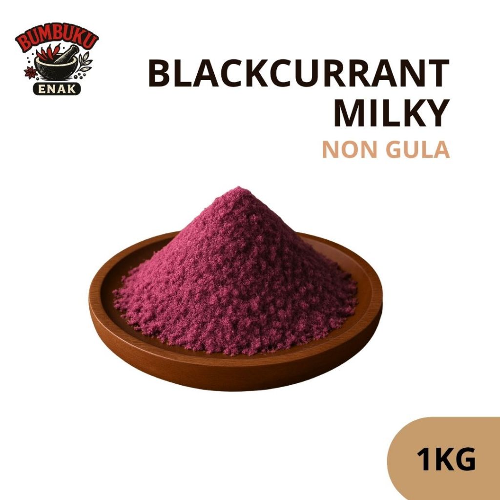

Bubuk Minuman Rasa Blackcurrant Milky Non Gula 1KG – Bumbu Tabur Minuman Rasa Buah Susu Tanpa Pemanis untuk Diet & F&B