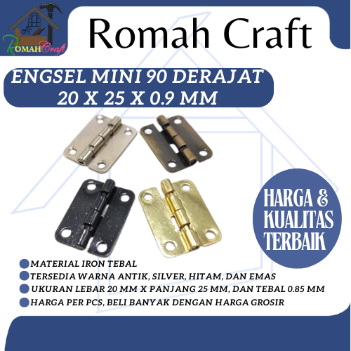 Engsel mini 90 derajat 20x25x0.9 mm PT.E Engsel kecil untuk kotak box