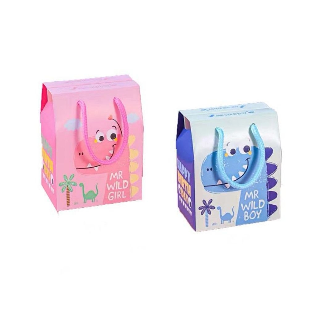 

goodie bag dino mini uk 9x6x10cm ulang tahun /paper bag souvenier ulang tahun anak